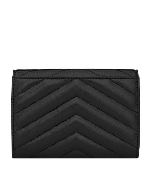 Saint Laurent Black Small Monogram Matelassé Envelope Wallet
