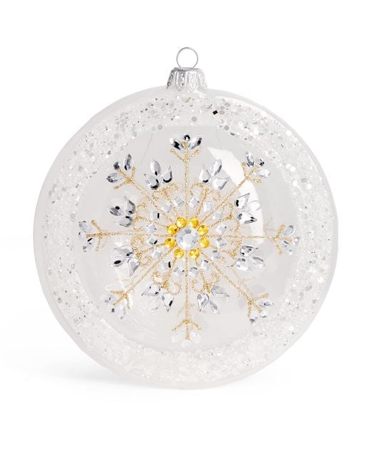 Harrods White Glass Crystal Snowflake Bauble