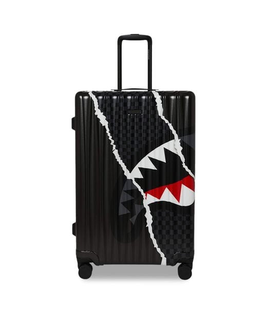 Sprayground Black Centre Rip Revealing Check-In Suitcase