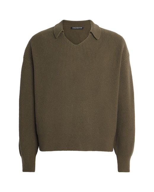 Cole Buxton Green Alpaca-Blend Polo Sweater for men