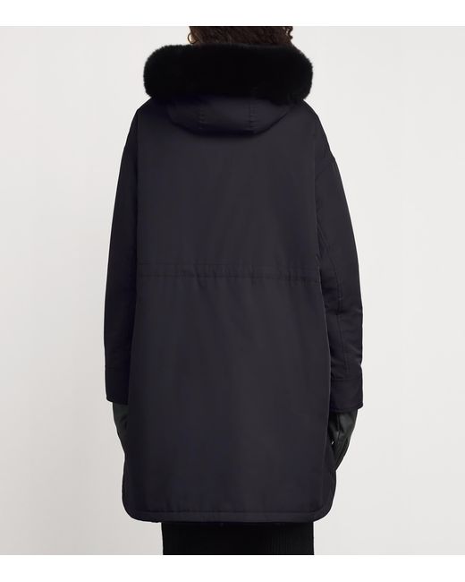 Yves Salomon Blue Fox-Rabbit Fur-Trim Parka