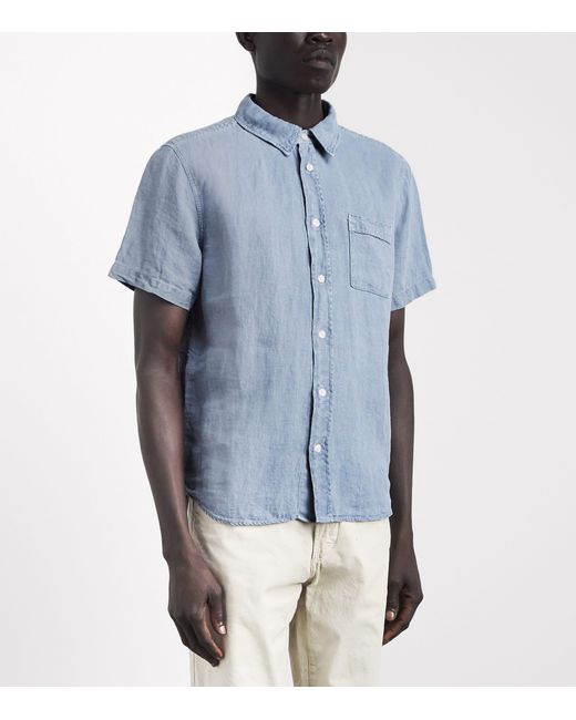 Citizens of Humanity Blue Linen Short-Sleeve Shirt for men