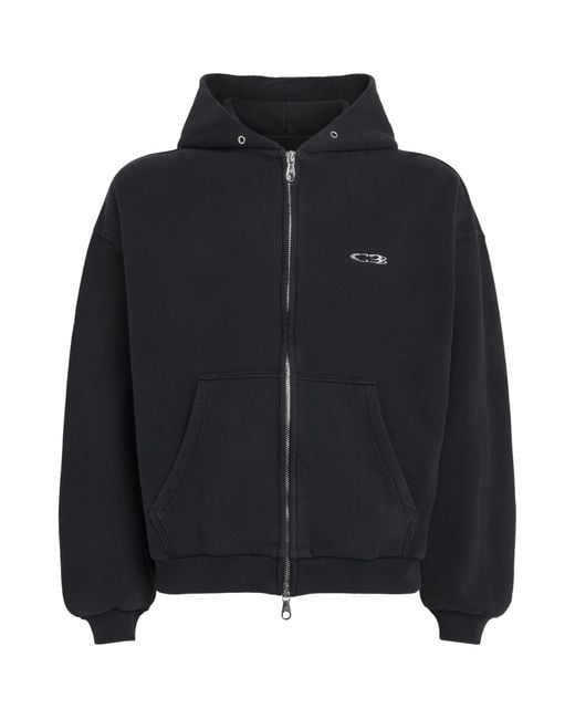 Cole Buxton Black Cotton Distressed Surf Hoodie for men