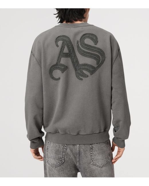 AllSaints Gray Organic Cotton Insignia Sweatshirt for men