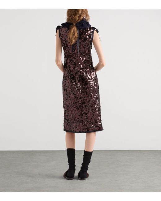 Prada Brown Sequinned Midi Dress