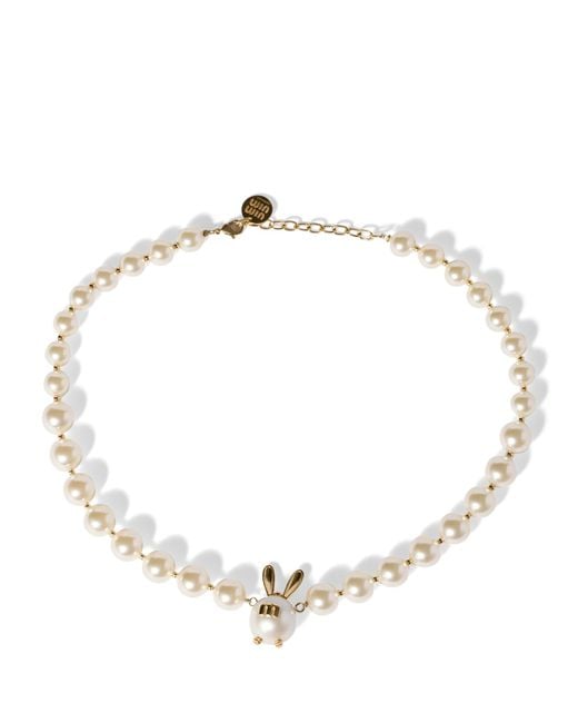 Miu Miu Metallic Pearl-Effect Necklace