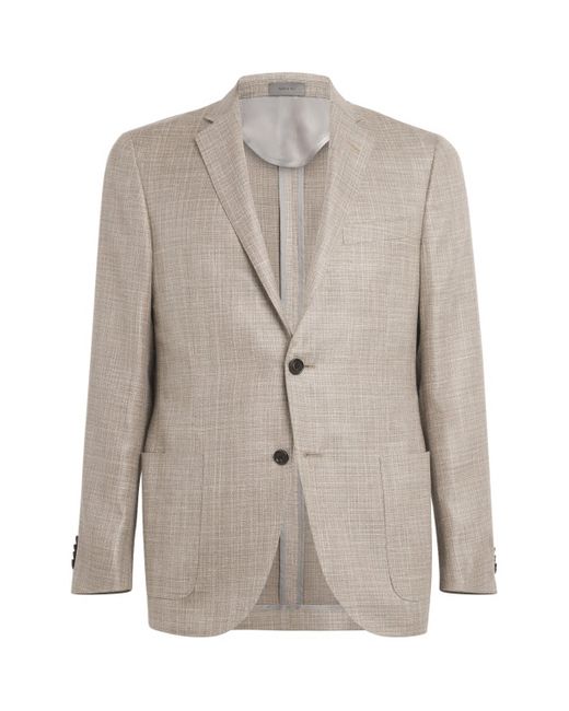 Corneliani Natural Wool-Linen-Silk Hopsack Blazer for men