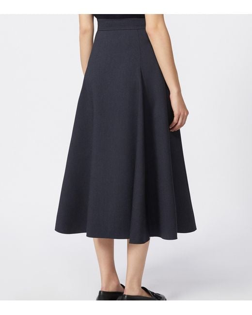 Max Mara Blue Jersey Tech Midi Skirt
