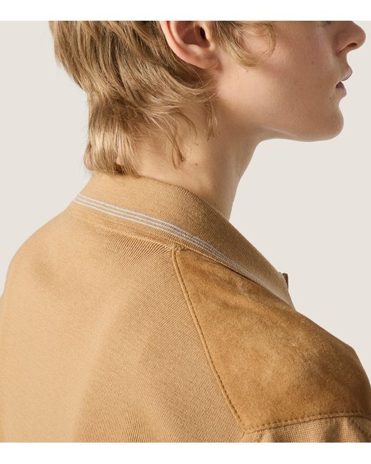 Miu Miu Brown Suede-Wool Logo Shirt