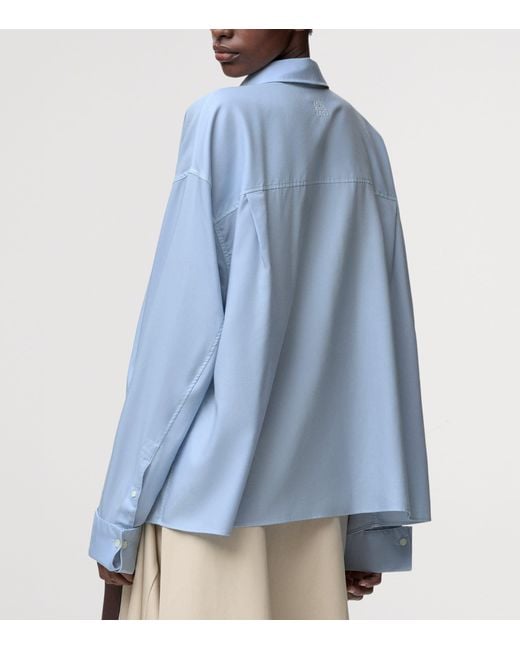 Loewe Blue Wool-Silk Draped Shirt