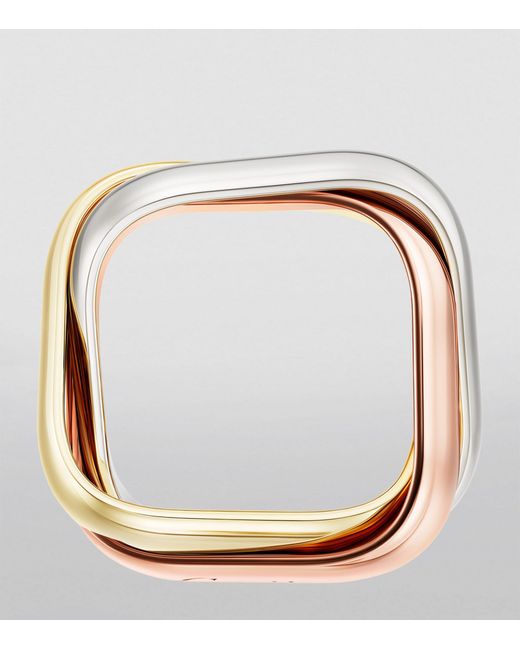 Cartier Metallic Large Yellow, White And Rose Gold Trinity Ring