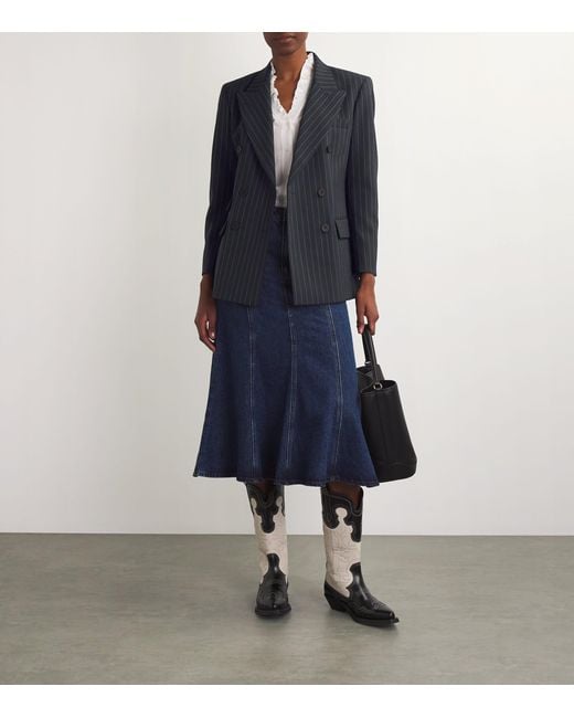 Sandro Black Striped Double-Breasted Blazer
