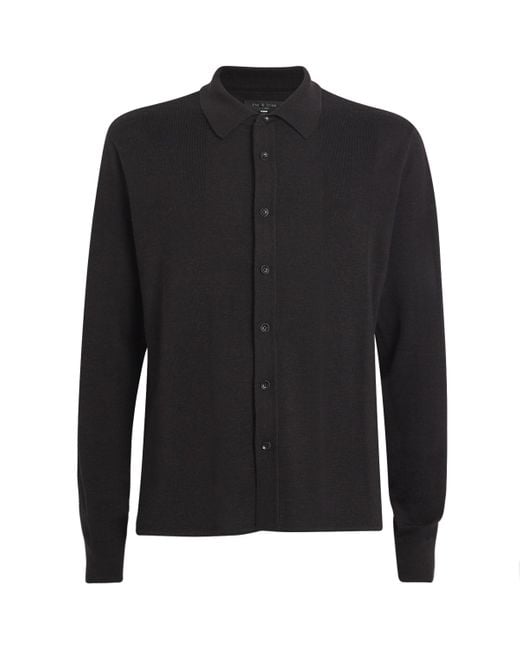 Rag & Bone Black Wool-Cashmere Button-Up Cardigan for men