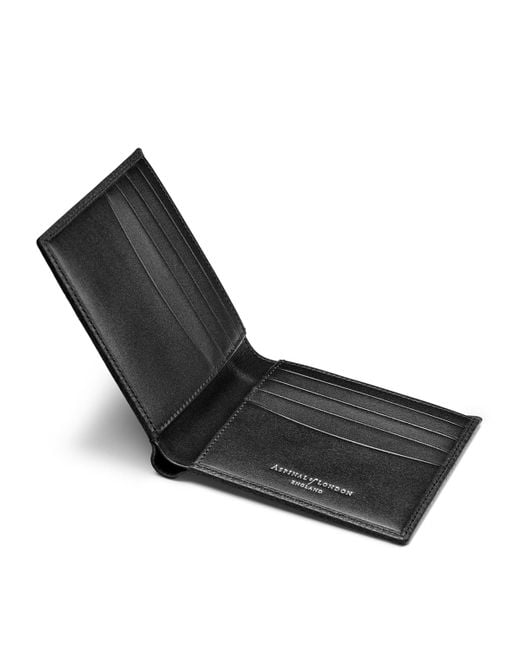 Aspinal Black Leather Bifold Wallet for men