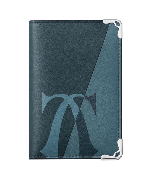 Cartier Blue Leather Must De Xl Logo Bifold Card Holder for men