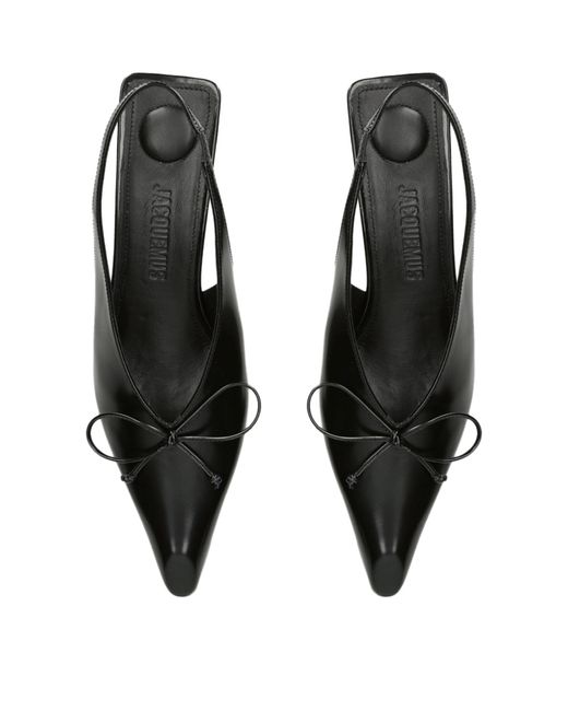 Jacquemus Black Leather Cubisto Slingback Heels 35