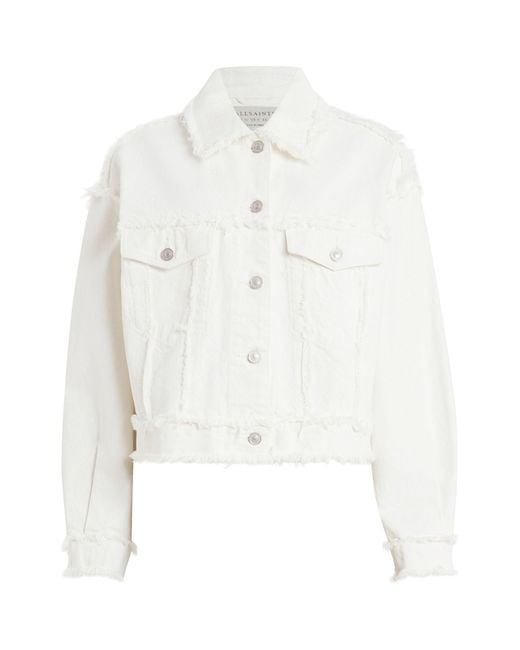 AllSaints White Claude Fray Denim Jacket