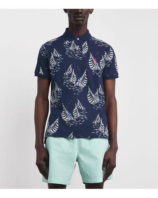 Polo Ralph Lauren Blue Cotton-Mesh Sailboat Polo Shirt for men