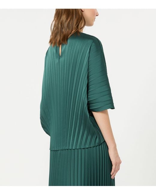 Weekend by Maxmara Green Pleated Short-Sleeve Blouse