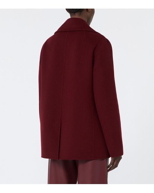 Max Mara Purple Virgin Wool Double-Breasted Short Coat