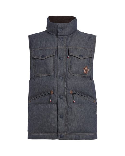 Moncler Blue Down Grenoble Krachan Denim Gilet for men