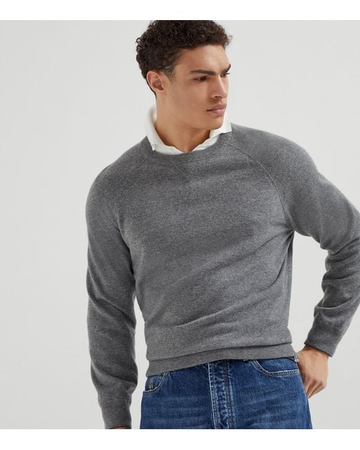 Brunello Cucinelli Gray Cashmere Sweater for men