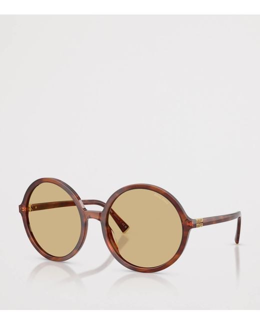 Miu Miu Brown Acetate Oversized Round Sunglasses