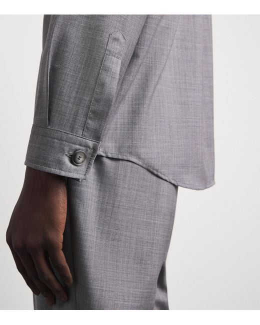 Boss Gray Linen-Blend Overshirt for men