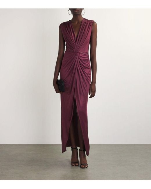 Costarellos Purple Front-Twist Indra Maxi Dress