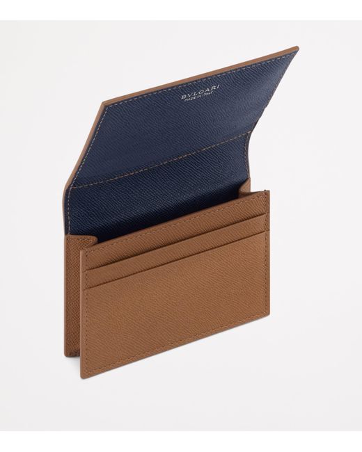 BVLGARI Brown Leather Business Card Holder