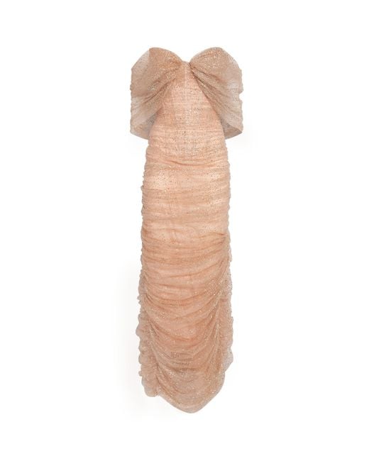 Sandra Mansour Natural Tulle Draped La Rose Gown