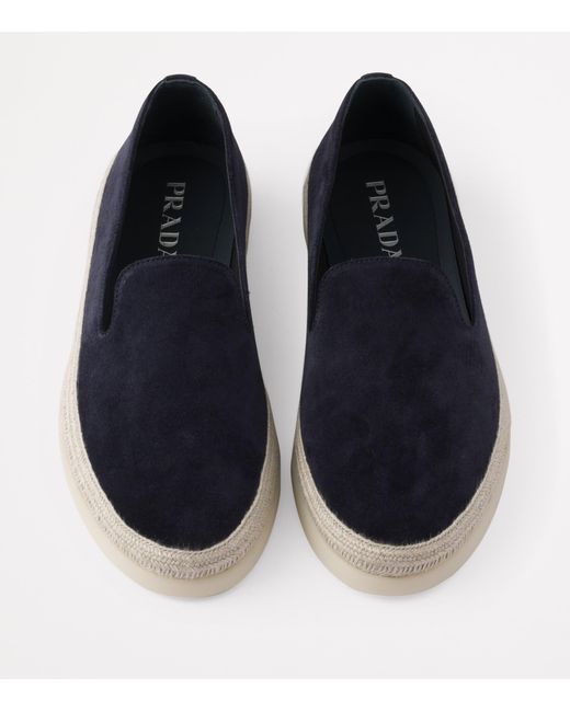 Prada Blue Suede Loafers for men