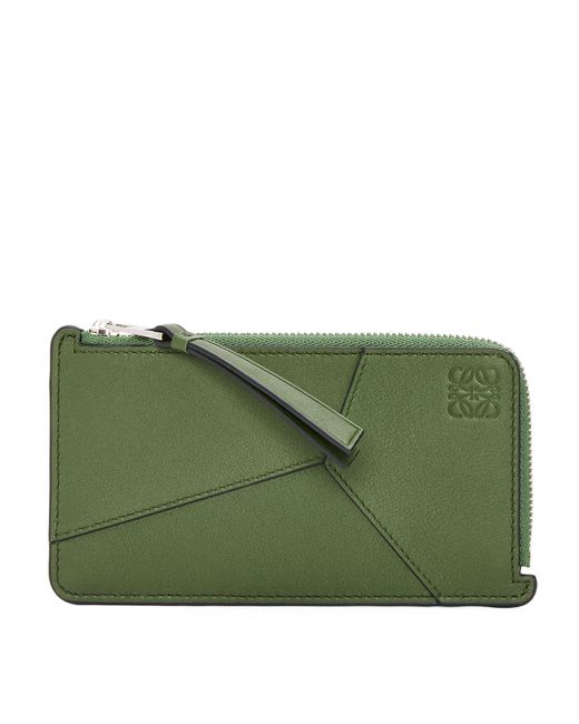 Loewe Green Leather Puzzle Coin And Card Holder for men