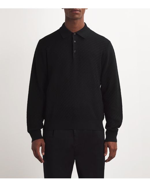 Brioni Black Cotton-Silk Collared Sweater for men