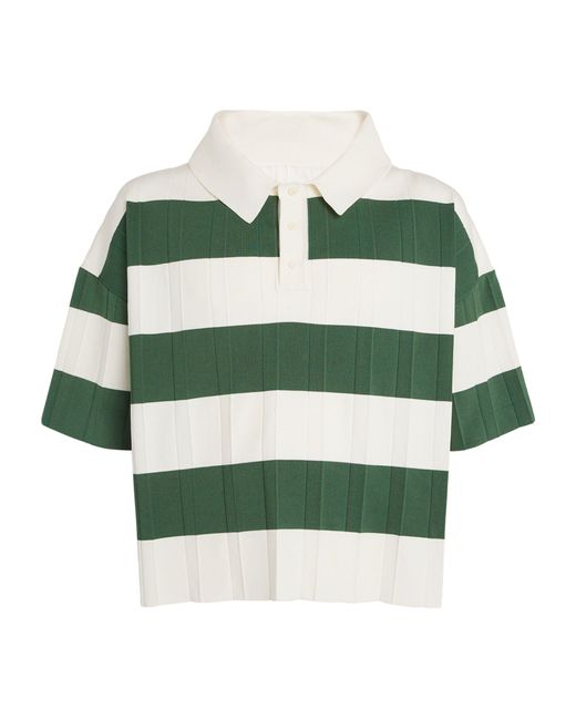 Jacquemus Green Striped Pleated Polo Shirt for men
