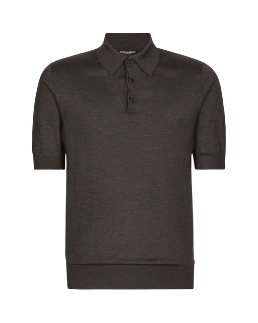 Dolce & Gabbana Black Silk Polo Shirt for men