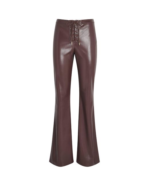 Alice + Olivia Brown Faux Leather Lace-Up Ravyn Trousers