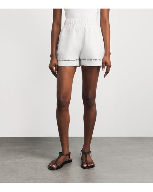 Maje White Embroidered Shorts