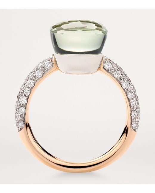 Pomellato Metallic Rose, Diamond And Prasiolite Nudo Classic Ring