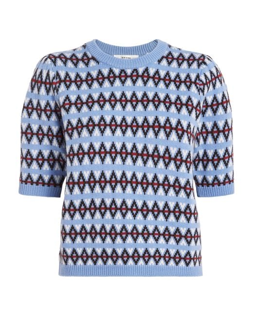 FRAME Blue Cashmere Fair Isle Sweater