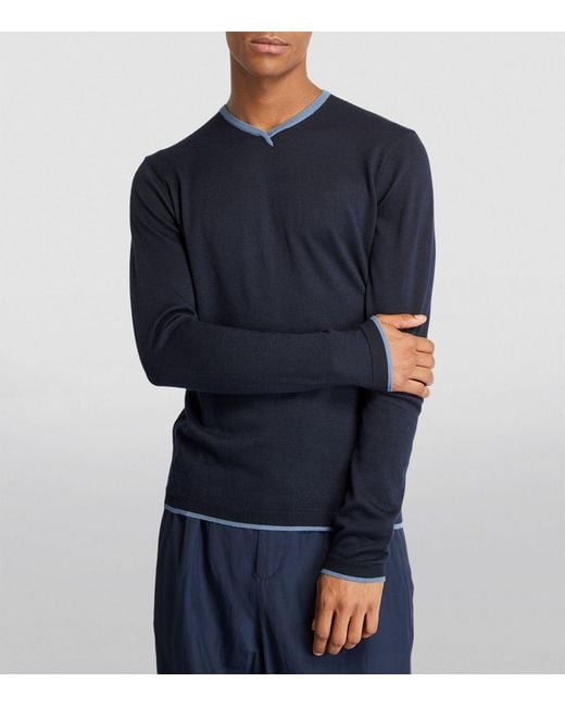 Giorgio Armani Blue Cashmere-silk Sweater for men