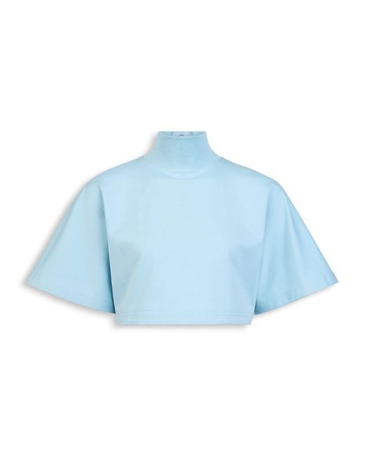 Alaïa Blue Cotton Cropped T-Shirt