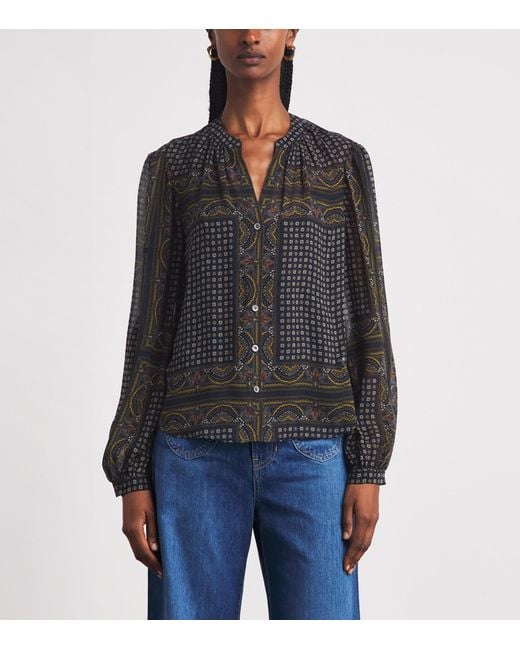 Veronica Beard Gray Silk Ashlynn Blouse