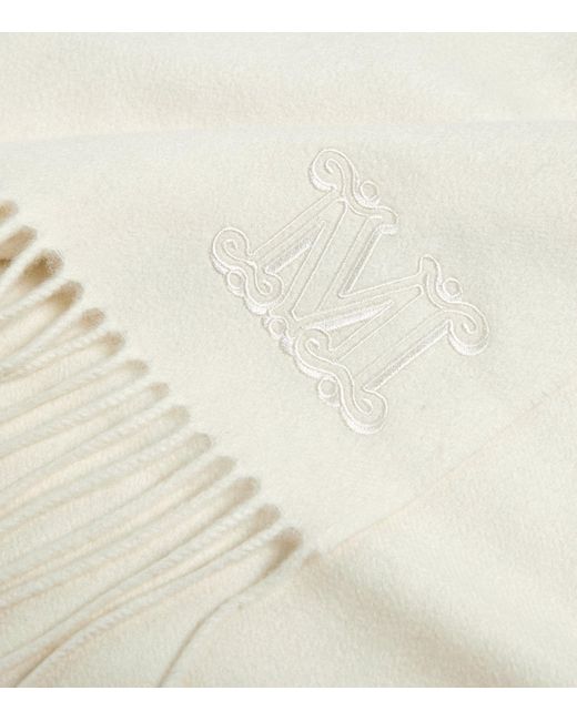 Max Mara White Cashmere Monogram Scarf