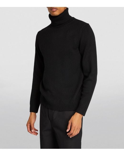 Sandro Black Wool-Blend Rollneck Sweater for men