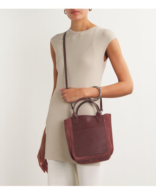 Longchamp Mini Suede Cabas Tote Bag in Red Lyst Canada
