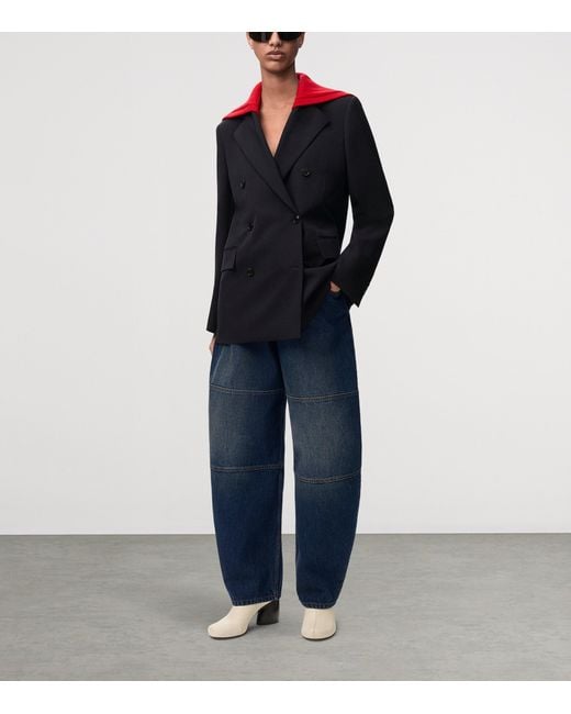 Loewe Blue Mid-Rise Barrel-Leg Jeans