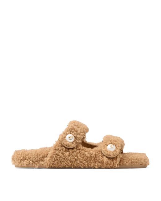 Jimmy Choo Natural Fayence Fur Sandals