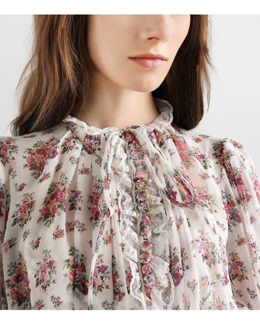 Dolce & Gabbana White Silk Dress With Floral Motif