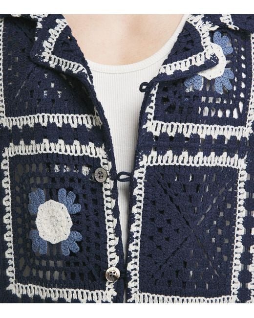 CHE Blue Crocheted Tejer Shirt for men